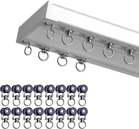 Aluminum Ceiling Curtain Track System Double Rails with 16 Silent Pulleys per Meter Ideal for Room Dividers Bedroom Living Room Hotel Use (White 1m) in Saudi Arabia