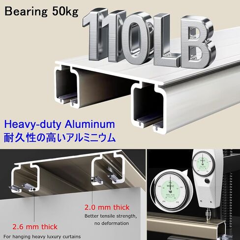 Aluminum Ceiling Curtain Track System Double Rails with 16 Silent Pulleys per Meter Ideal for Room Dividers Bedroom Living Room Hotel Use (White 1m) in Saudi Arabia