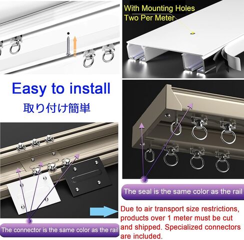 Aluminum Ceiling Curtain Track System Double Rails with 16 Silent Pulleys per Meter Ideal for Room Dividers Bedroom Living Room Hotel Use (White 1m) in Saudi Arabia