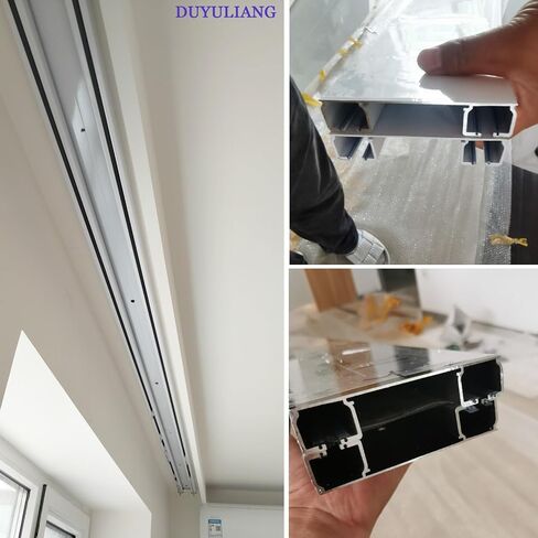 Aluminum Ceiling Curtain Track System Double Rails with 16 Silent Pulleys per Meter Ideal for Room Dividers Bedroom Living Room Hotel Use (White 1m) in Saudi Arabia