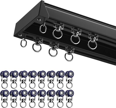 Aluminum Ceiling Curtain Track System Double Rails with 16 Silent Pulleys per Meter Ideal for Room Dividers Bedroom Living Room Hotel Use (White 1m) in Saudi Arabia
