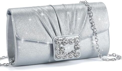 Missnine Evening Bag Pleated PU Leather Clutch Purse for Women Elegant Formal Wedding Handbag Sparkling Party Prom Purse in Saudi Arabia