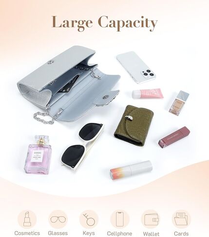 Missnine Evening Bag Pleated PU Leather Clutch Purse for Women Elegant Formal Wedding Handbag Sparkling Party Prom Purse in Saudi Arabia