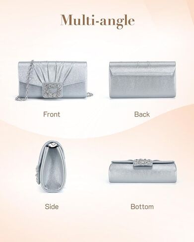 Missnine Evening Bag Pleated PU Leather Clutch Purse for Women Elegant Formal Wedding Handbag Sparkling Party Prom Purse in Saudi Arabia