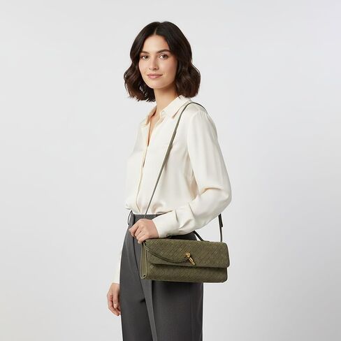 SKYK Olive Green Suede Bag Woven Clutch Purses for Women Trendy Evening Purse PU Leather Handbag Shoulder Bags(B Suede Olive Green) in Saudi Arabia