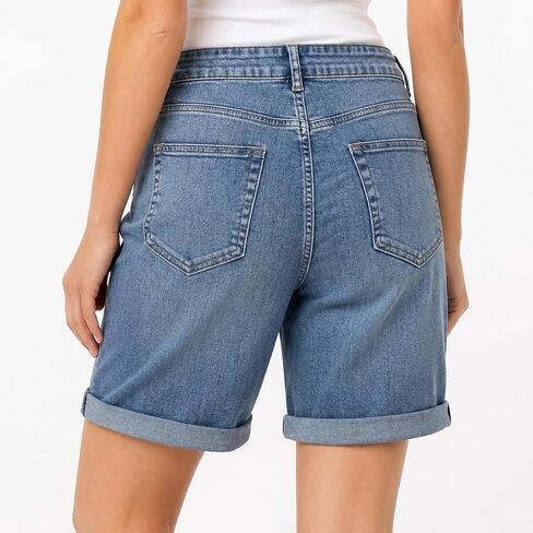 Women’s High Waisted Denim Shorts Stretch Jean Shorts Relaxed Fit Tummy Control Rolled Hem Summer Casual Shorts in Kuwait