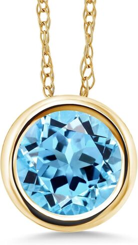 GEM Stone King 14K GOLD GOMSTOSTER BIRDANT NETROLACE للنساء | جولة 6mm | مجوهرات راقية لأمي زوجتها زوجة | بسلسلة 18 بوصة in Kuwait