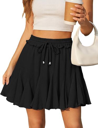 المرأة Flowy Mini Skorts متأنق عادية عالية الخصر كشكش مطوي بوهو ألف خط متزلج تنورة لطيف الصيف شورتات للبحر in Kuwait