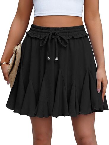 المرأة Flowy Mini Skorts متأنق عادية عالية الخصر كشكش مطوي بوهو ألف خط متزلج تنورة لطيف الصيف شورتات للبحر in Kuwait
