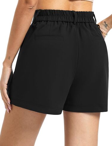THE GYM PEOPLE Women's Elastic Waisted Dressy Shorts Summer Comfy Lounge Work Trouser Shorts with Pockets in Kuwait