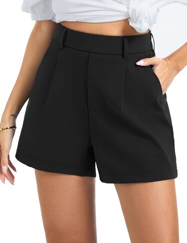 THE GYM PEOPLE Women's Elastic Waisted Dressy Shorts Summer Comfy Lounge Work Trouser Shorts with Pockets in Kuwait
