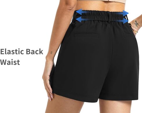 THE GYM PEOPLE Women's Elastic Waisted Dressy Shorts Summer Comfy Lounge Work Trouser Shorts with Pockets in Kuwait