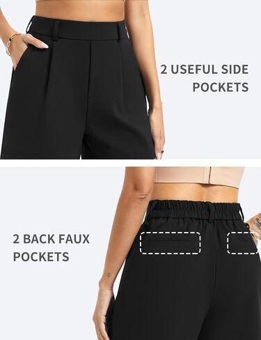 THE GYM PEOPLE Women's Elastic Waisted Dressy Shorts Summer Comfy Lounge Work Trouser Shorts with Pockets in Kuwait