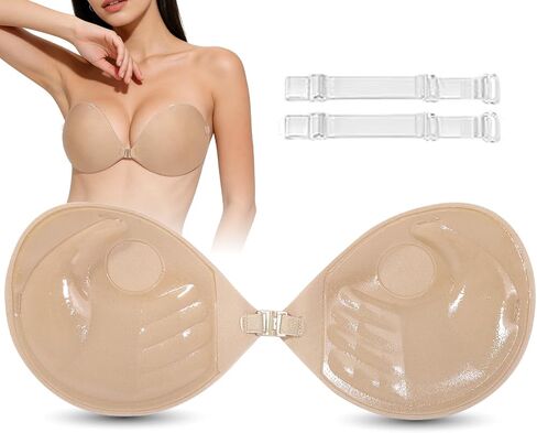 Sticky Bras Push Up Strapless Bra with Medical Grade Adhesive, Clear Strap Bras for Women Backless Invisible Bra in Saudi Arabia
