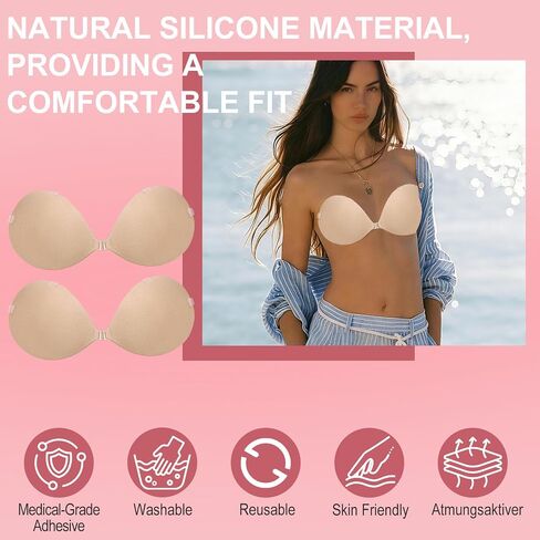 Sticky Bras Push Up Strapless Bra with Medical Grade Adhesive, Clear Strap Bras for Women Backless Invisible Bra in Saudi Arabia