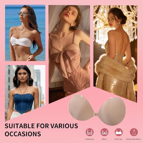 Sticky Bras Push Up Strapless Bra with Medical Grade Adhesive, Clear Strap Bras for Women Backless Invisible Bra in Saudi Arabia