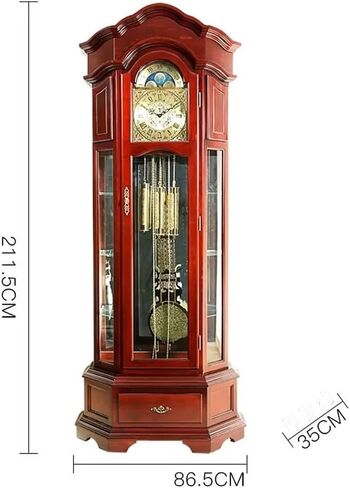 Standing Grandfather Clock Wooden Mantel Clock, Vintage Unique Silent Imitation Mechanical Gear Home Decor Bedroom Ornaments with Pure Copper Inner Frame Home Decor in Saudi Arabia