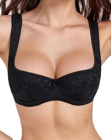 HACI Balconette Bra Scoop Neck Low Cut Sexy Everyday Push Up Demi Half Cup in Saudi Arabia
