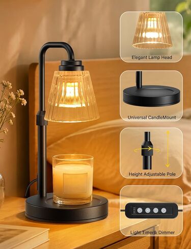 Candle Warmer Lamp with Timer, Dimmable Candle Warmer for Jar Candles, Height Adjustable Wax Melts Warmer, Birthday Gifts for Women Mom, House Warming Gifts New Home Decor in Kuwait