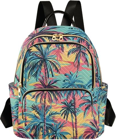 ALAZA Hawaiian Palm Colorful Small Backpack Purse for Women Travel Bag Lightweight Shoulder Bag Fashion Daypack in Kuwait