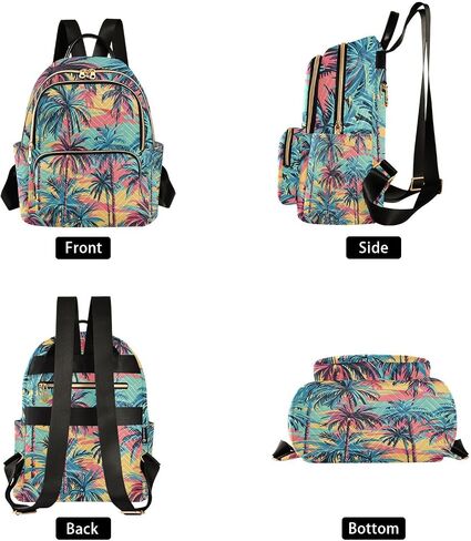 ALAZA Hawaiian Palm Colorful Small Backpack Purse for Women Travel Bag Lightweight Shoulder Bag Fashion Daypack in Kuwait