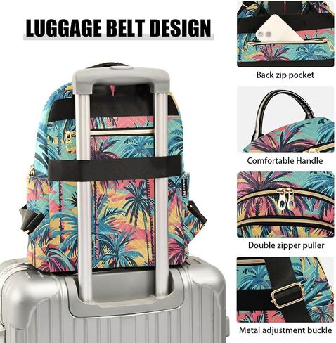 ALAZA Hawaiian Palm Colorful Small Backpack Purse for Women Travel Bag Lightweight Shoulder Bag Fashion Daypack in Kuwait