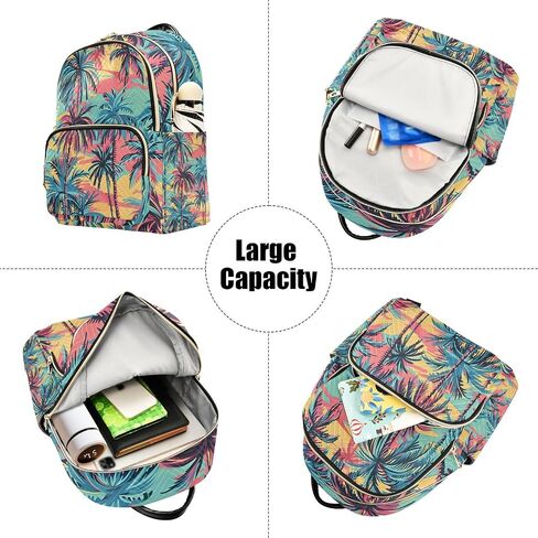ALAZA Hawaiian Palm Colorful Small Backpack Purse for Women Travel Bag Lightweight Shoulder Bag Fashion Daypack in Kuwait