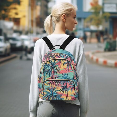 ALAZA Hawaiian Palm Colorful Small Backpack Purse for Women Travel Bag Lightweight Shoulder Bag Fashion Daypack in Kuwait