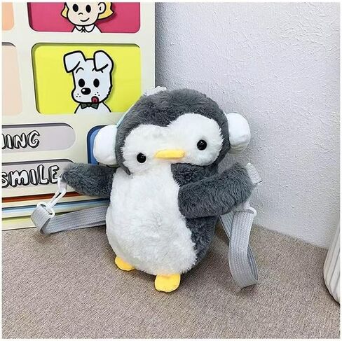Cute Plush Penguin Shoulder Messenger Bag, Plush Penguin Crossbody Bag, Stuffed Animal Backpack for Women in Saudi Arabia