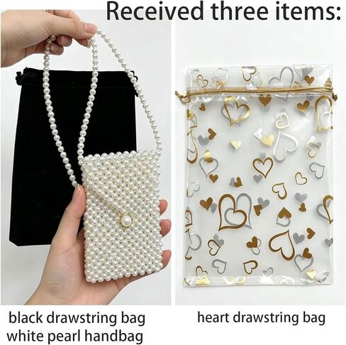 Luxury Women's White Pearl Clutch Bag, Artificial Pearl Beaded Chain Bag Purse Handmade Evening Bags for Party Wedding Bridal Party Travel Prom 7x4.3in in Kuwait