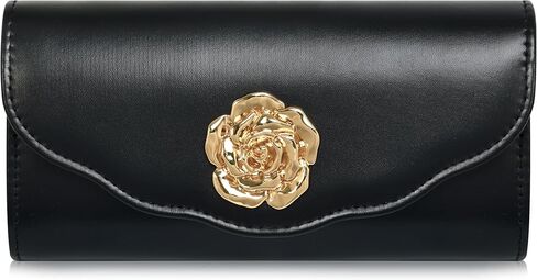 Clutch Purses for Women - Golden Flower Evening Bag with Chain Elegant Dressy Formal Handbag Purse in Kuwait