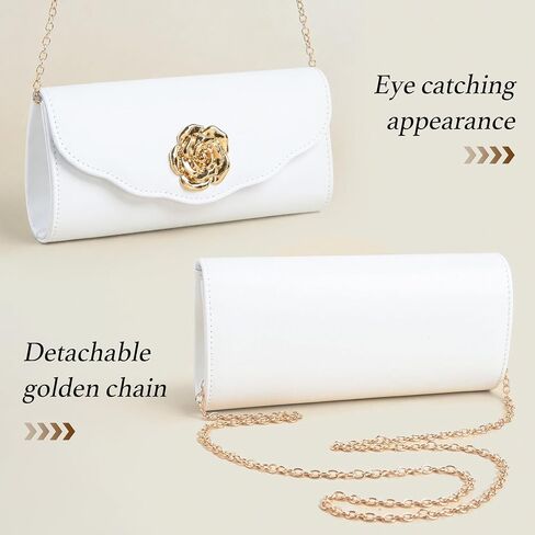 Clutch Purses for Women - Golden Flower Evening Bag with Chain Elegant Dressy Formal Handbag Purse in Kuwait