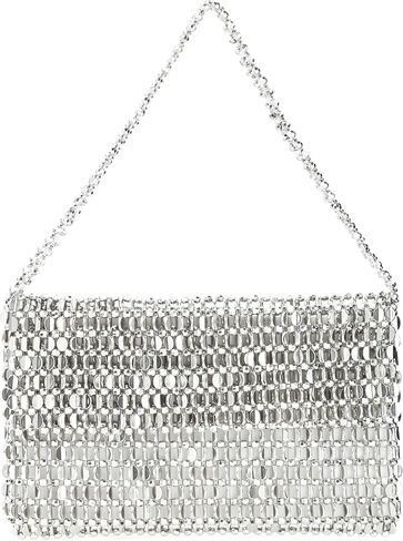 Vintage Style Acrylic Silver Sequin Handbag Underarm Purse Evening Clutch for Wedding Party in Saudi Arabia