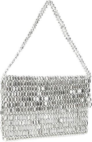 Vintage Style Acrylic Silver Sequin Handbag Underarm Purse Evening Clutch for Wedding Party in Saudi Arabia