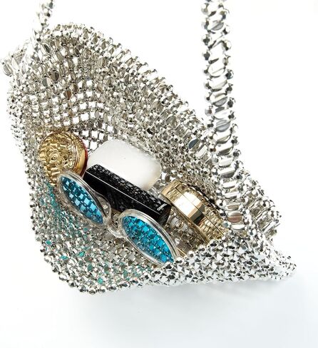 Vintage Style Acrylic Silver Sequin Handbag Underarm Purse Evening Clutch for Wedding Party in Saudi Arabia