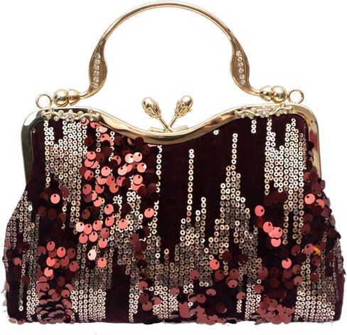 Women Sequined Velvet Evening Clutch Bag Vintage Flower Cocktail Purse Handbag for Wedding Party Formal in Saudi Arabia