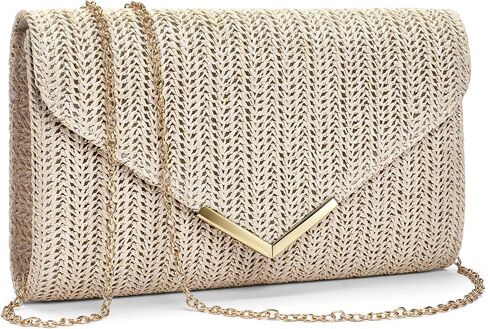 RNIEGA Straw Clutch Purse for Women Summer Beach Bag Woven Envelope Crossbody Shoulder Bags for Wedding Vacation Travel Party in Saudi Arabia