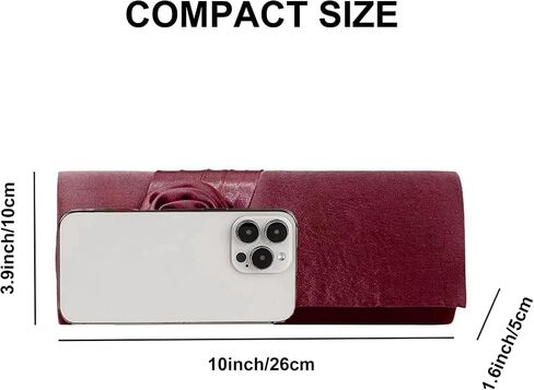 Mini Long Burgundy Satin Evening Clutch with 3D Flower Detail,Small Rectangular Handbag with Chain Strap for Formal Events Weddings（Wine Red in Saudi Arabia