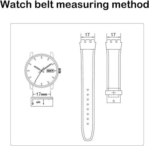 Swatch Smooth Grain Cow Leather Stainless Steel Buckle Watch Band Strap with Tool Watch Width 17mm Replacement for Men's Swatch in Saudi Arabia