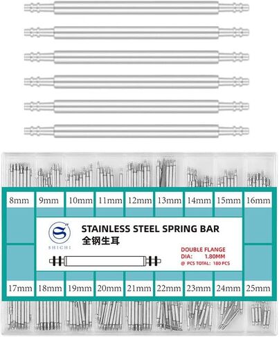 Set of 180PCS Full Stainless Steel Watch Strap Spring Bar 1.3mm 1.5mm 1.8mm Watch Band Lug Connect Spring Pins Bars Rod in Saudi Arabia