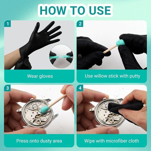 Professional Watch Cleaning Putty Kit - Residue-Free Watchmaker Repair Cleaner Tool - Specialized Clock Movement Repair Gel for Wristwatch Wheel Pivots, Balance Wheels & Jewels Maintenance in Kuwait
