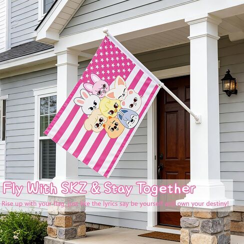 Stray Kids SKZOO Tapestry 3 x 5 FT Pink Skz Flag with 2 Brass Grommets Birthday Party Banner for Dorm Rooms, Bedrooms, Indoors and Outdoors in Saudi Arabia