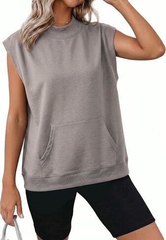 SHEWIN Womens Summer Tops Casual Short Sleeve Sweatshirt Lightweight Trendy Top with Pockets in Kuwait