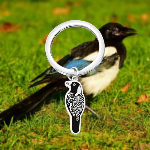 OKEYCH Magpie Lover Gift Magpie Themed Keychain Who Loves Magpie Jewelry Australian Bird Merch in Kuwait
