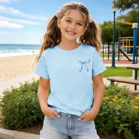 Fkatuzi Girls Christian Whale Shark Shirts Kids Jesus Bible Verse Shirt Faith God Religious T Shirt Cute Bow Graphic Tee Tops in Saudi Arabia