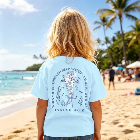 Fkatuzi Girls Christian Whale Shark Shirts Kids Jesus Bible Verse Shirt Faith God Religious T Shirt Cute Bow Graphic Tee Tops in Saudi Arabia