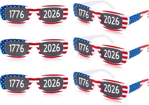 JUSTOTRY 6 Pairs 4th of July Sunglasses for USA 250th Anniversary Red White and Blue Independence Day Party Favors in Saudi Arabia