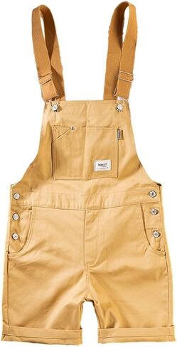 sunongvt Men's Casual Bib Overalls Shorts Plus Size Summer Adjustable Straps Workout Jumpsuit Multiple Colors Rompers in Saudi Arabia