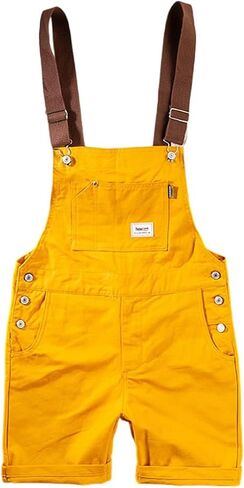 sunongvt Men's Casual Bib Overalls Shorts Plus Size Summer Adjustable Straps Workout Jumpsuit Multiple Colors Rompers in Kuwait