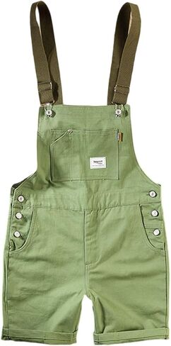 sunongvt Men's Casual Bib Overalls Shorts Plus Size Summer Adjustable Straps Workout Jumpsuit Multiple Colors Rompers in Kuwait
